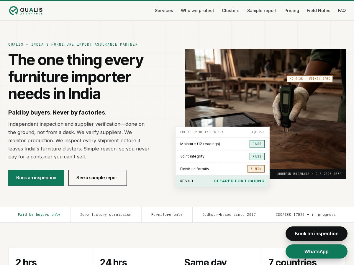 Landing-page snapshot of qualisassurance.com