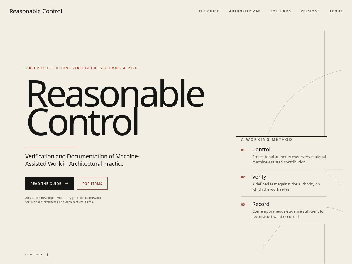 Landing-page snapshot of reasonablecontrol.org