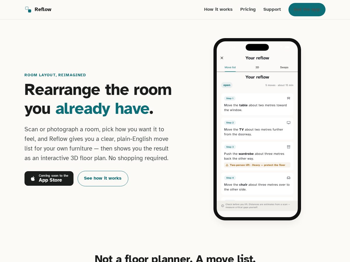 Landing-page snapshot of reflowroom.com