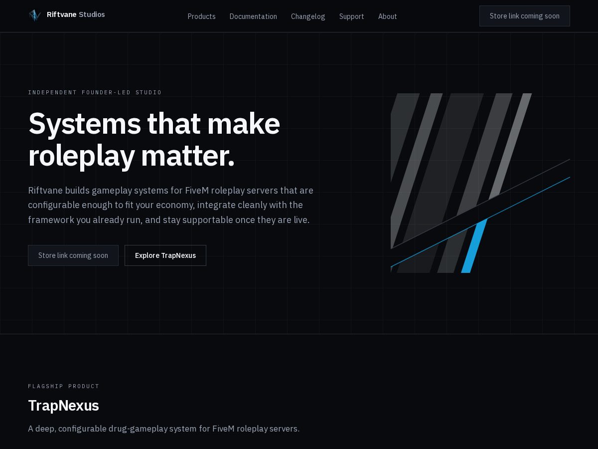 Landing-page snapshot of riftvane.com