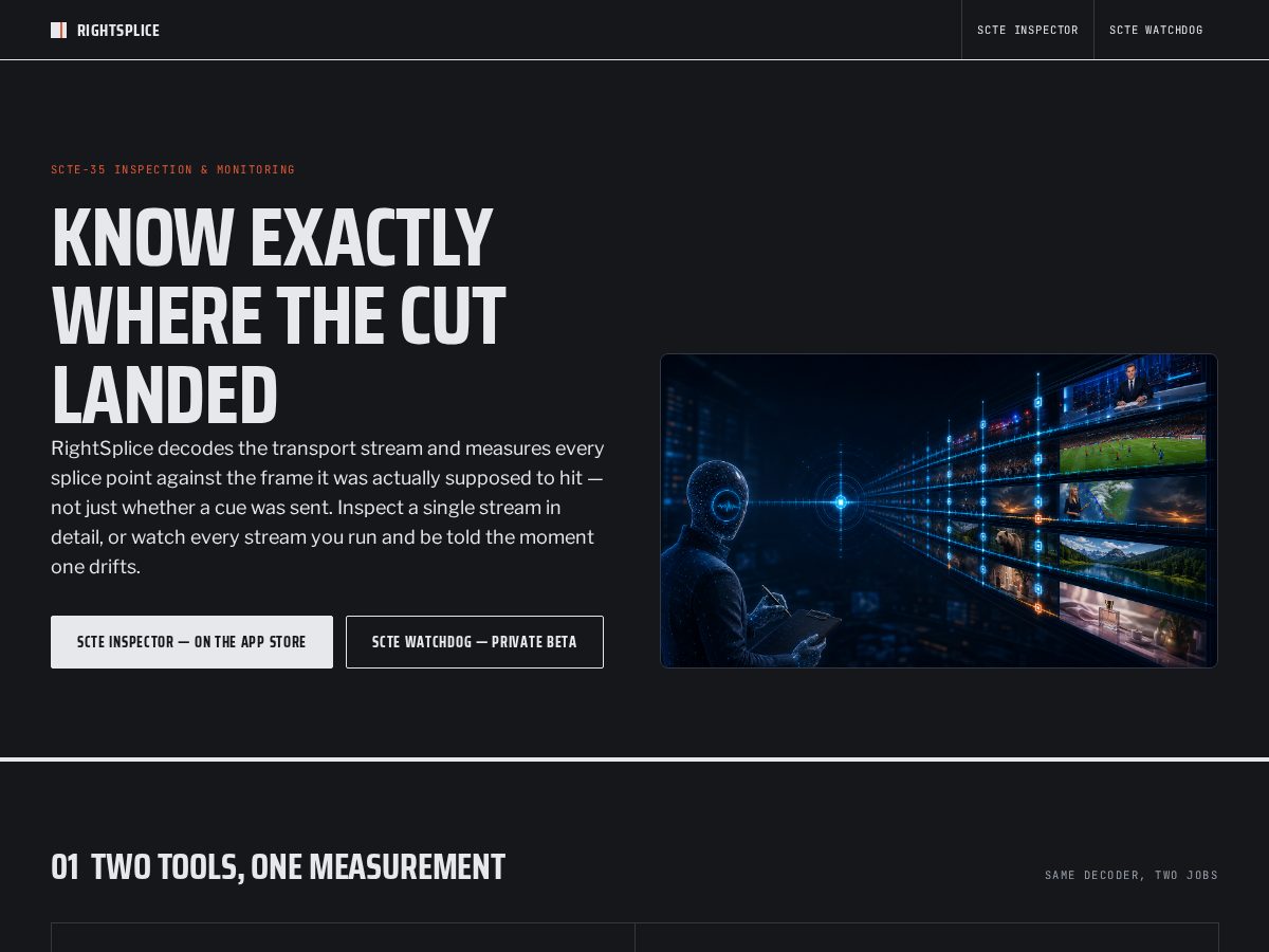 Landing-page snapshot of rightsplice.com