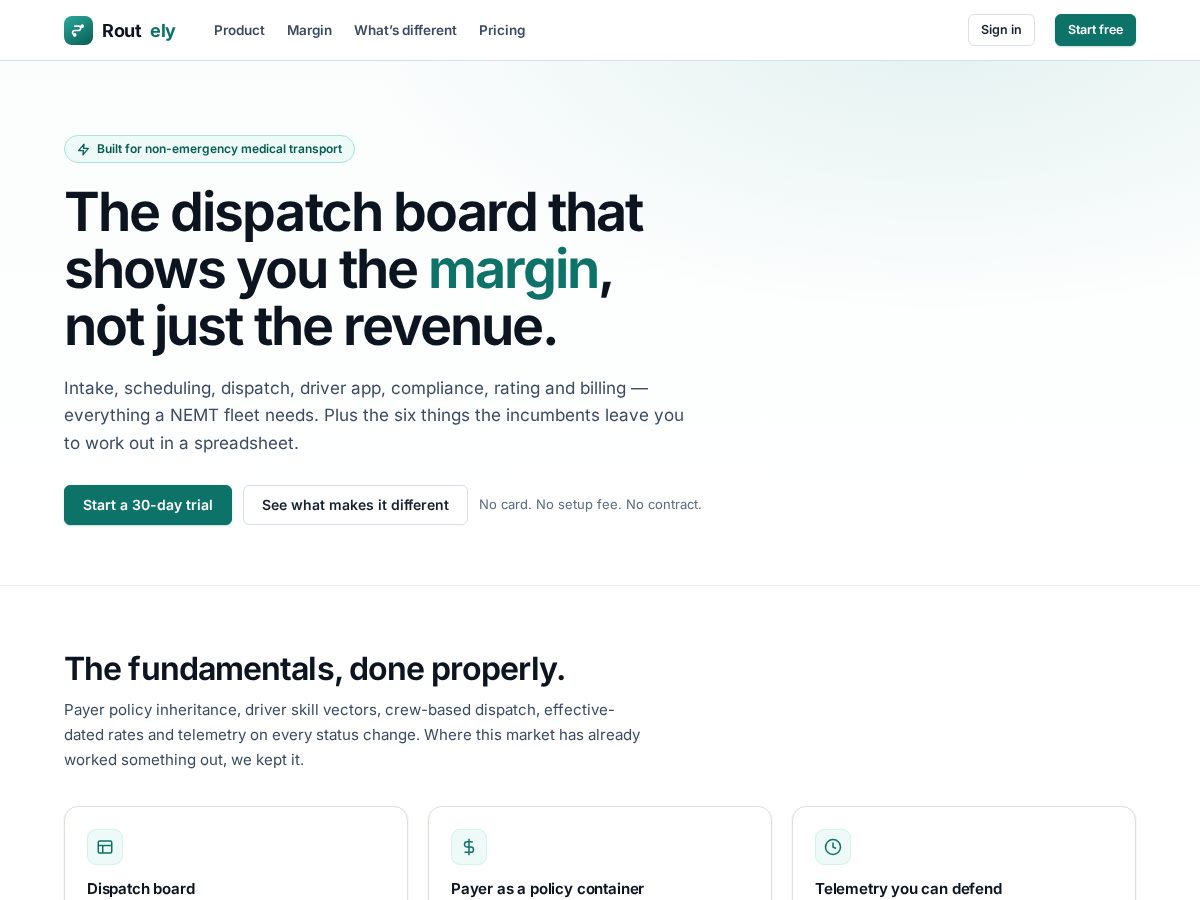 Landing-page snapshot of routely.health