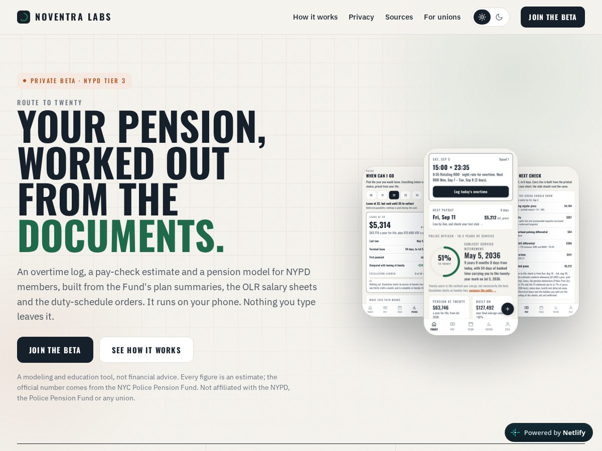 Landing-page snapshot of routetotwenty.com