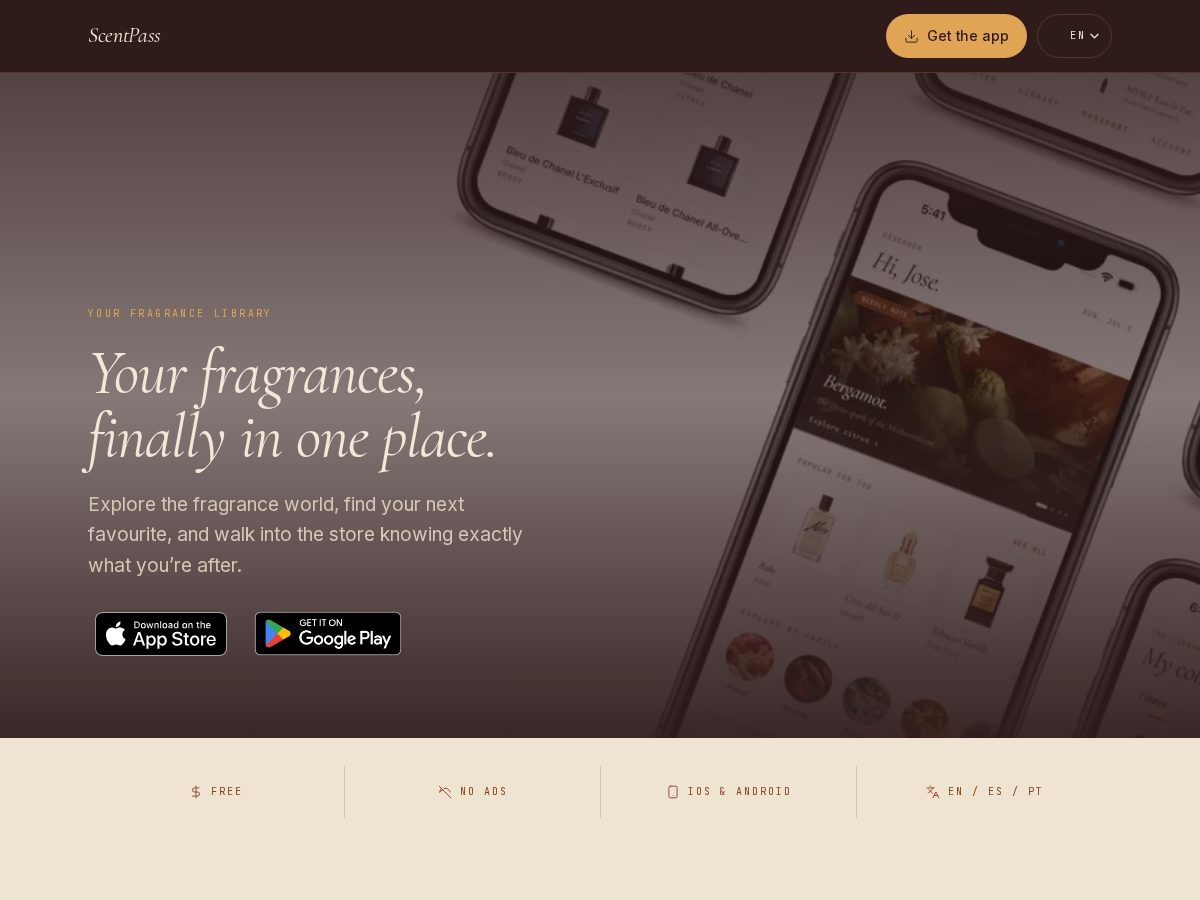 Landing-page snapshot of scentpass.app