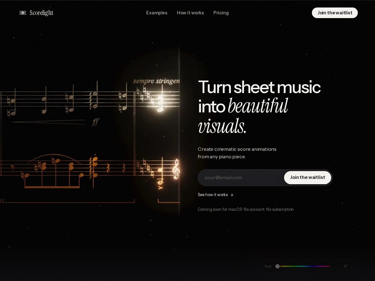 Landing-page snapshot of scorelight.app