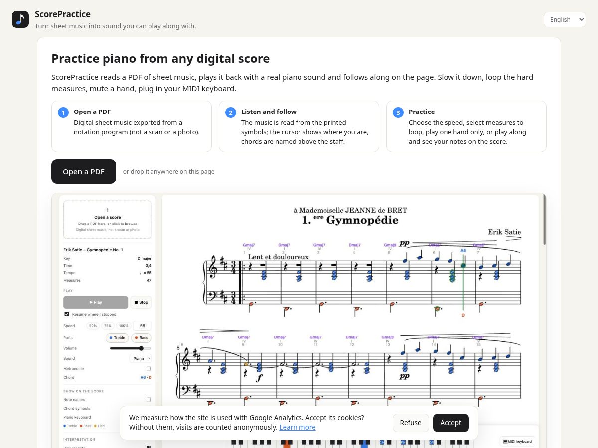 Landing-page snapshot of scorepractice.com