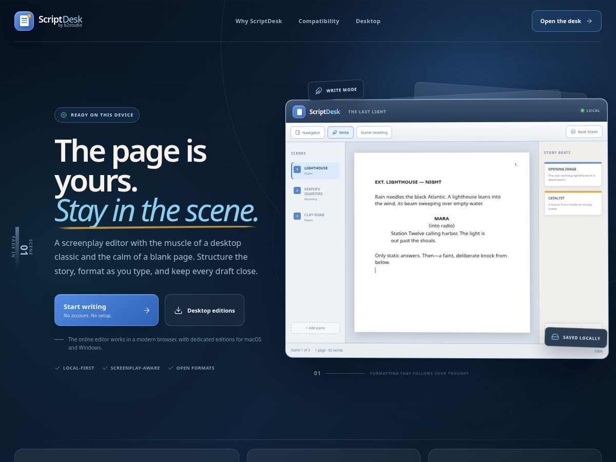 Landing-page snapshot of scriptdesk.app