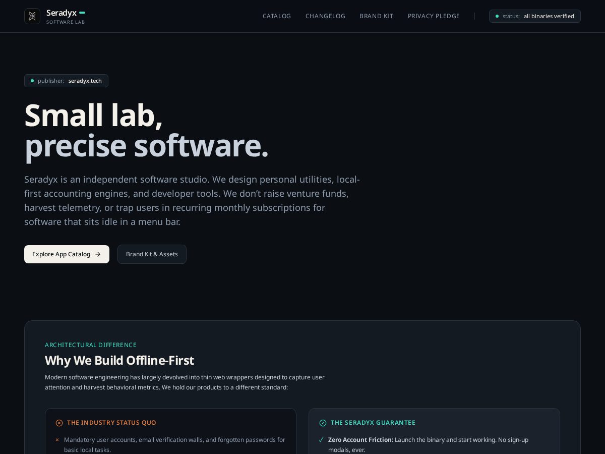 Landing-page snapshot of seradyx.tech