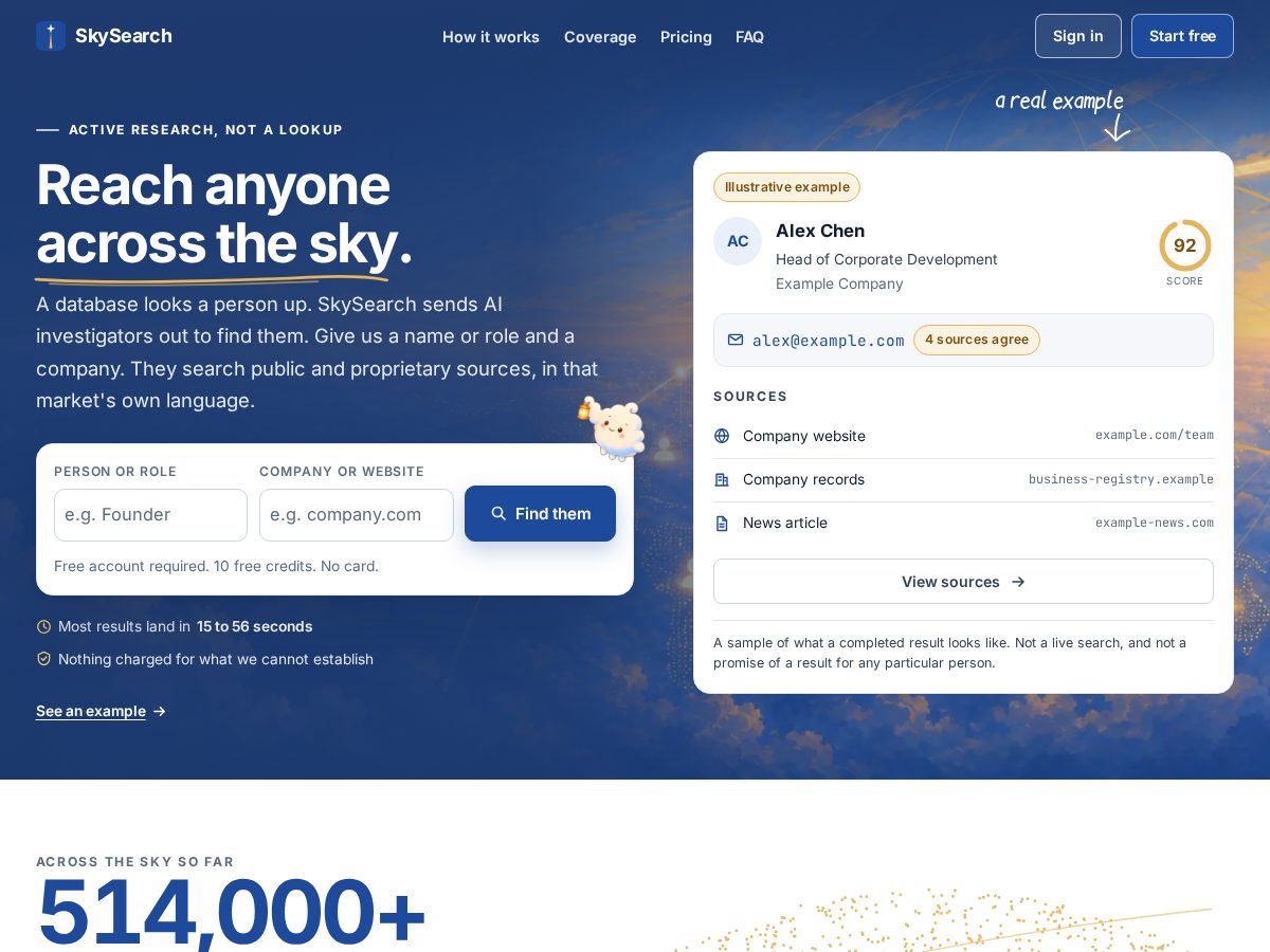 Landing-page snapshot of skysearch.net