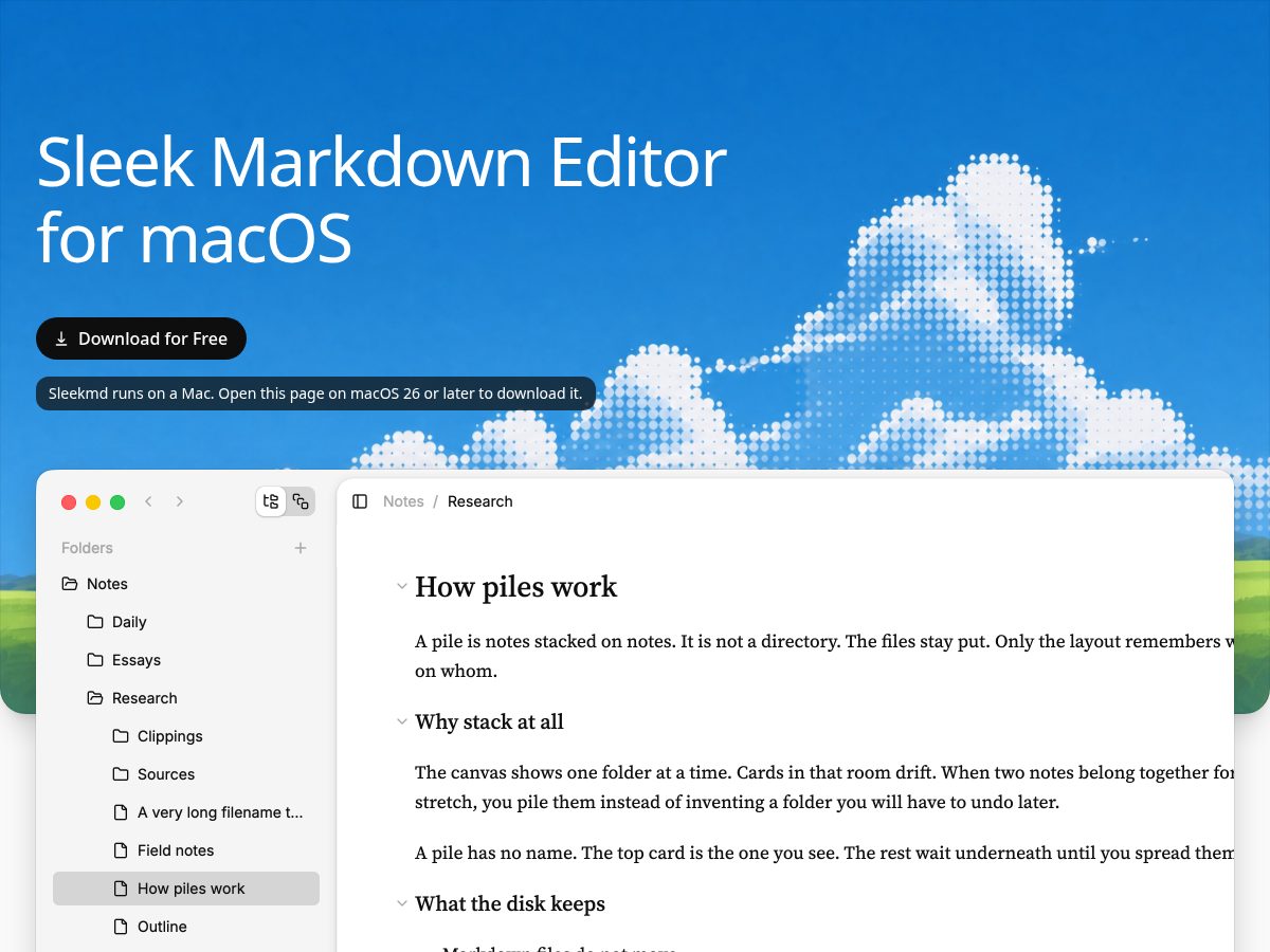 Landing-page snapshot of sleekmd.app