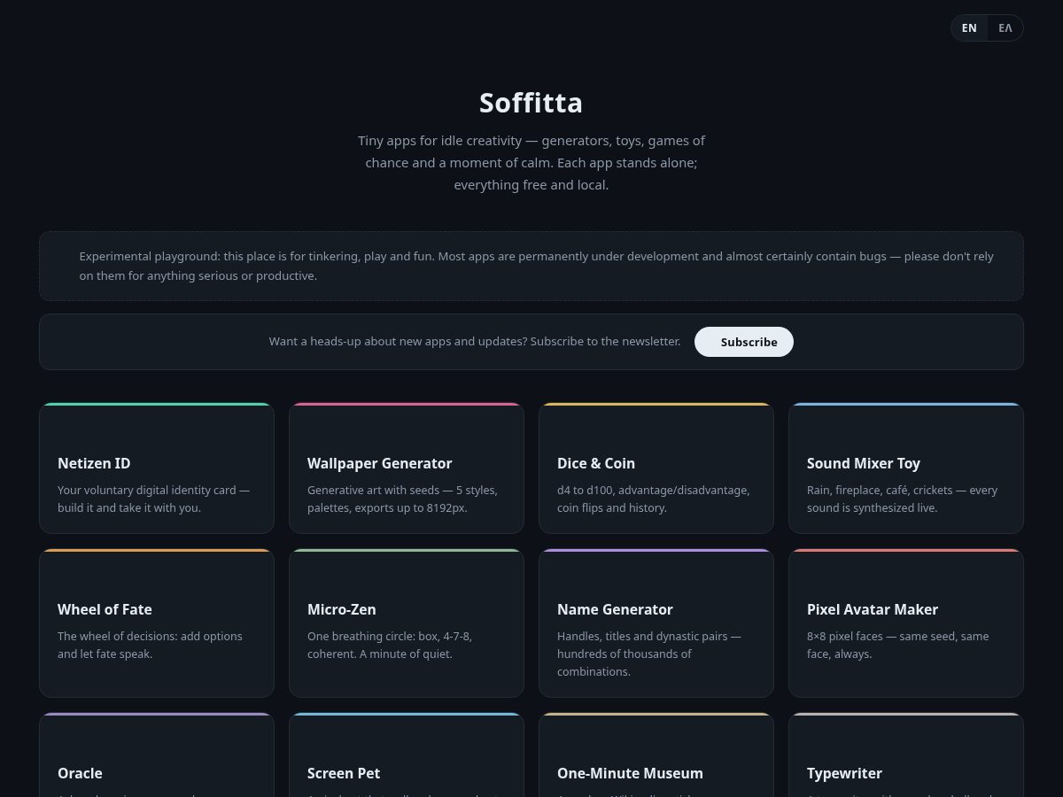 Landing-page snapshot of soffitta.site