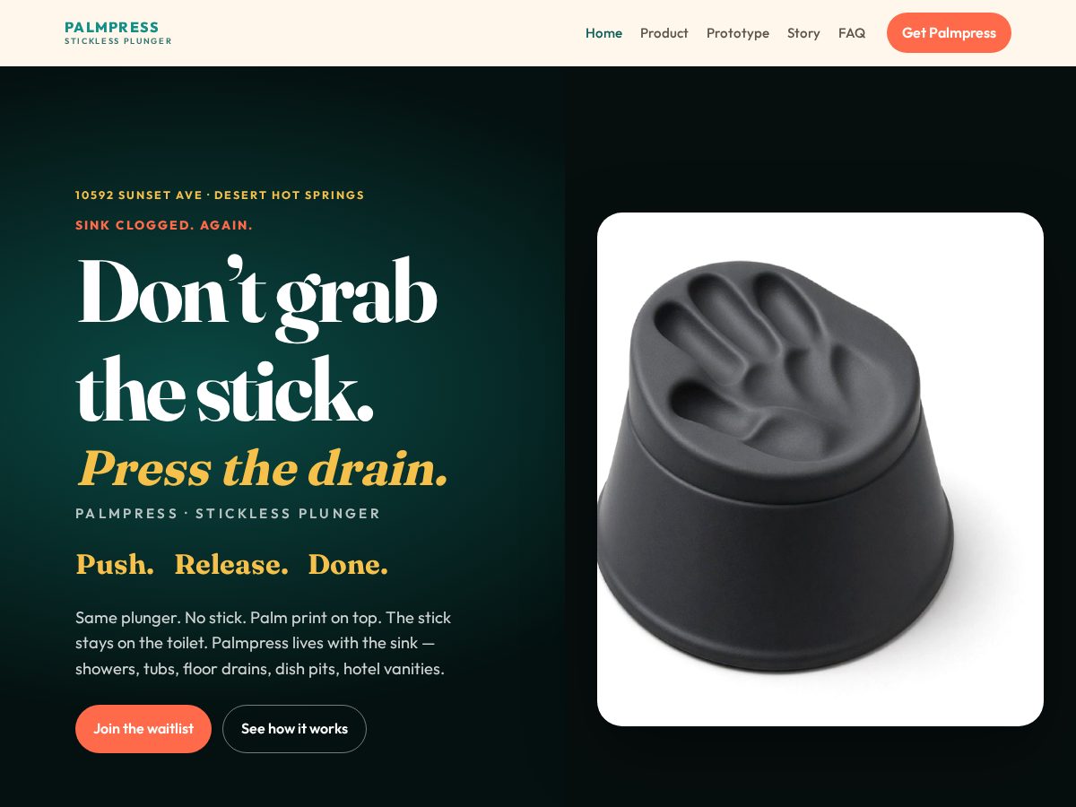 Landing-page snapshot of sticklessplunger.online