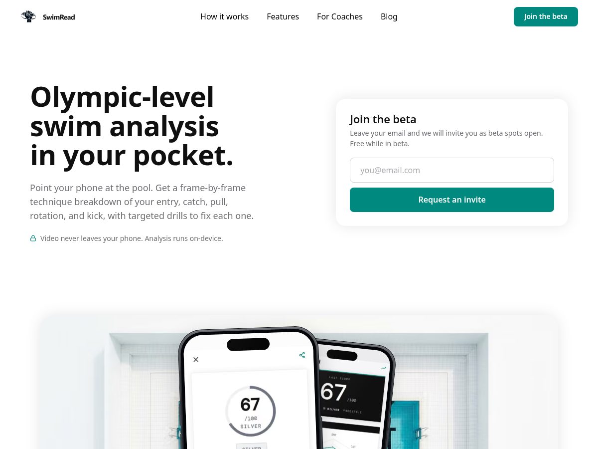 Landing-page snapshot of swimread.app