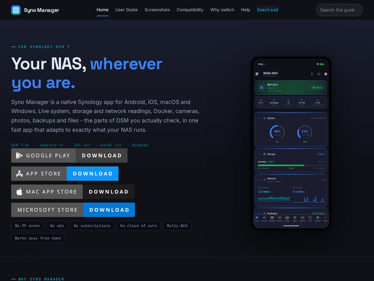 Landing-page snapshot of synomanager.com