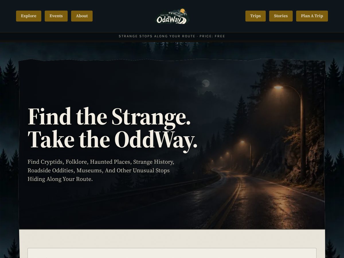 Landing-page snapshot of taketheoddway.com