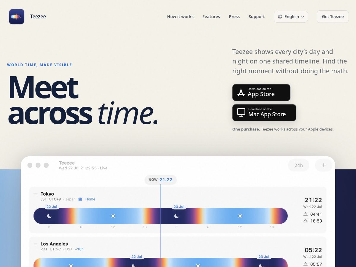 Landing-page snapshot of teezee.app