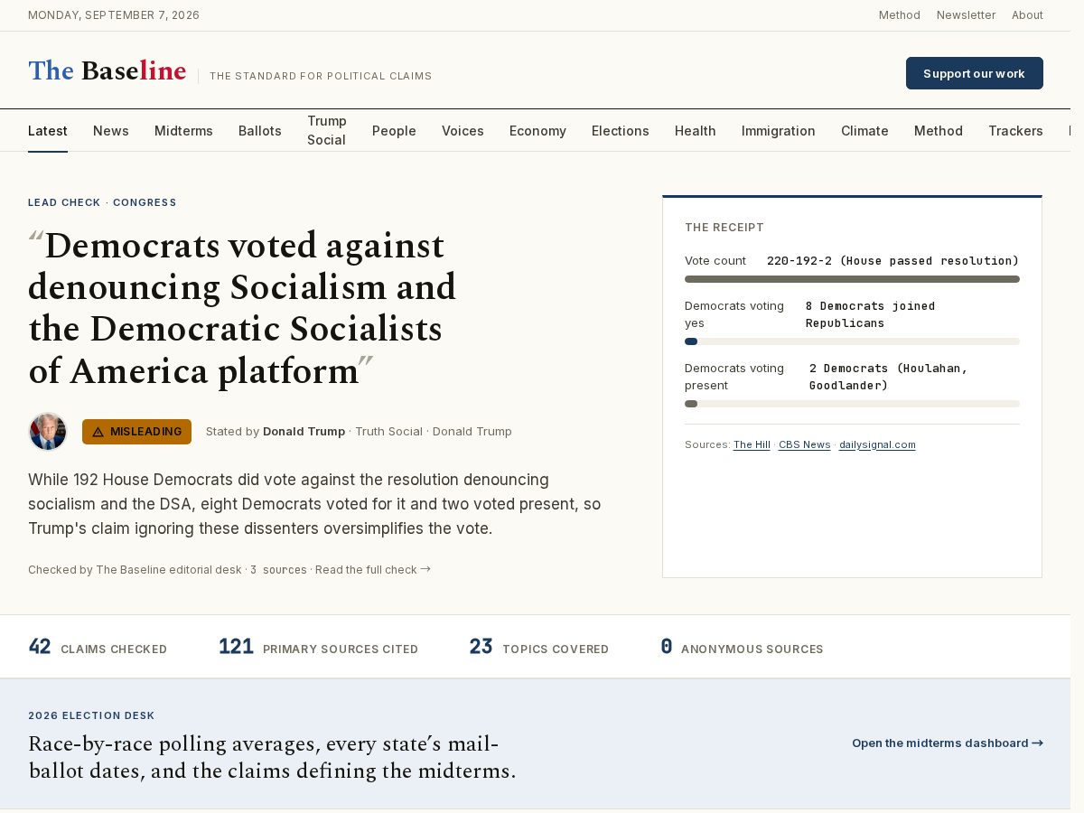 Landing-page snapshot of thebaseline.report