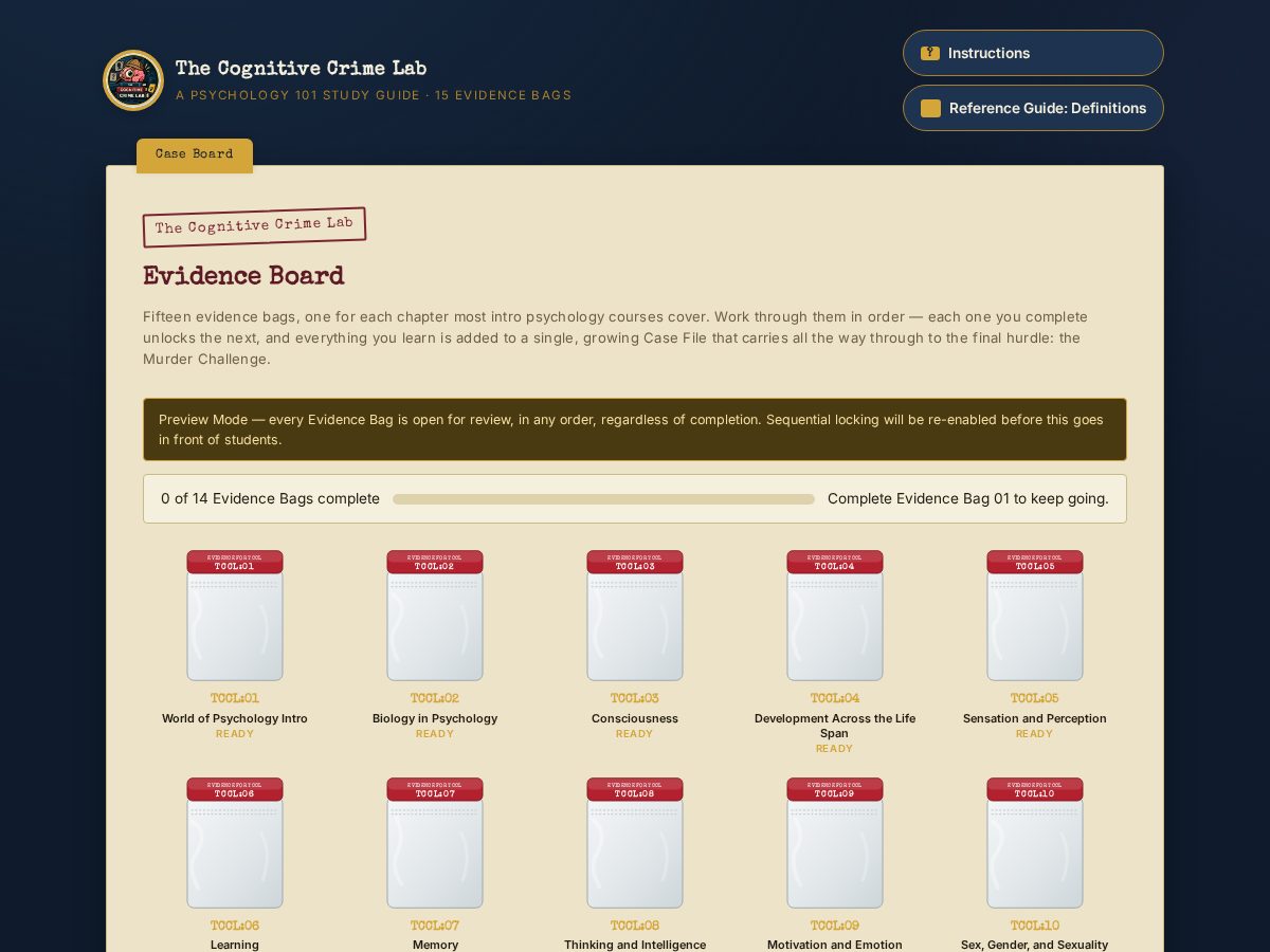 Landing-page snapshot of thecognitivecrimelab.com