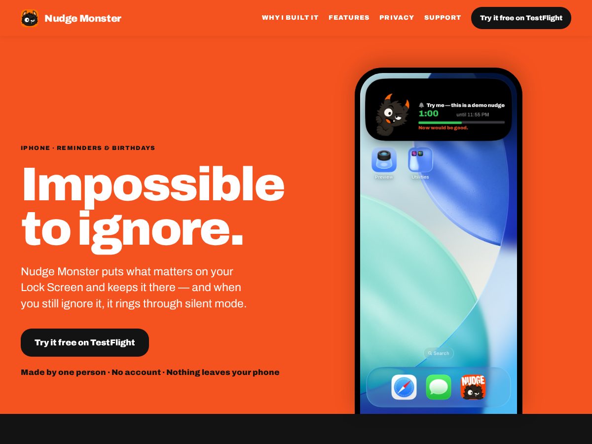 Landing-page snapshot of thenudgemonster.com
