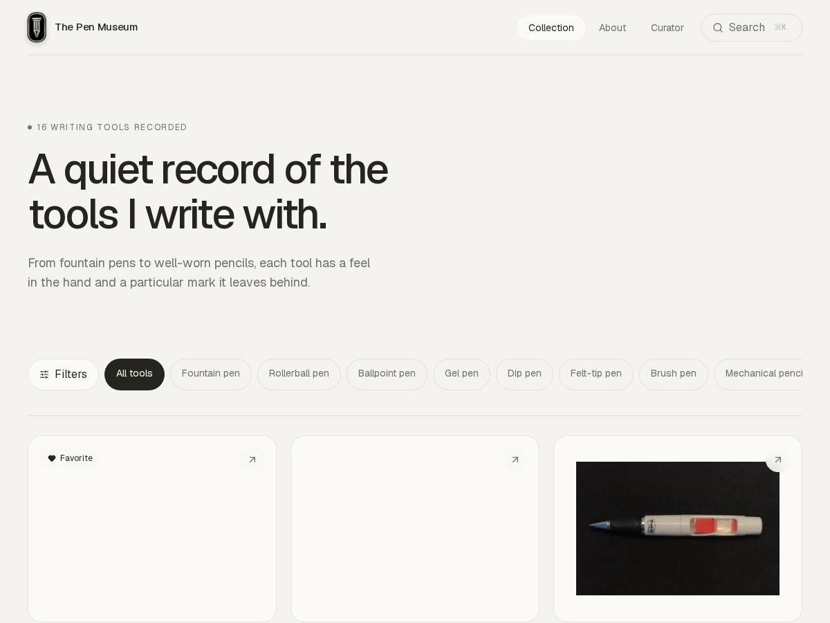Landing-page snapshot of thepenmuseum.com