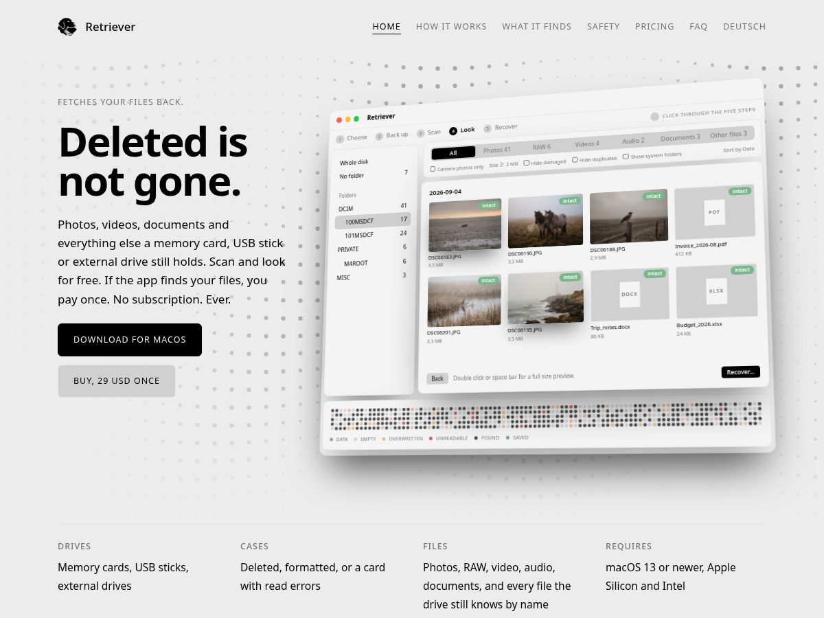 Landing-page snapshot of theretriever.app