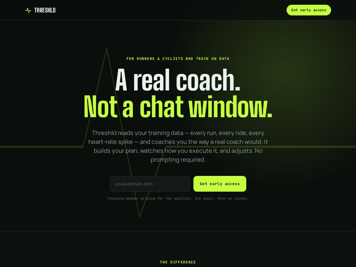 Landing-page snapshot of threshld.fit