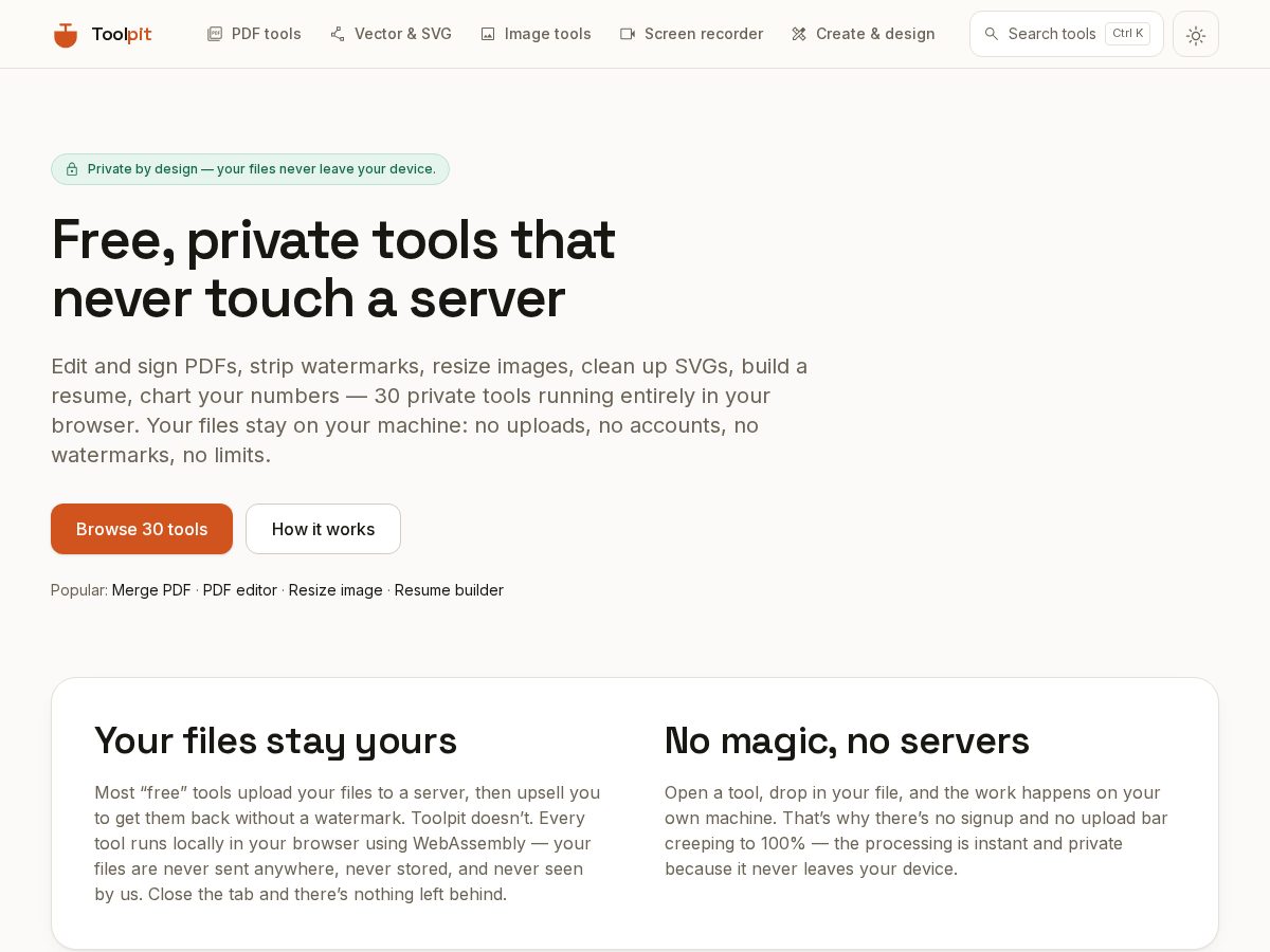 Landing-page snapshot of toolpit.app