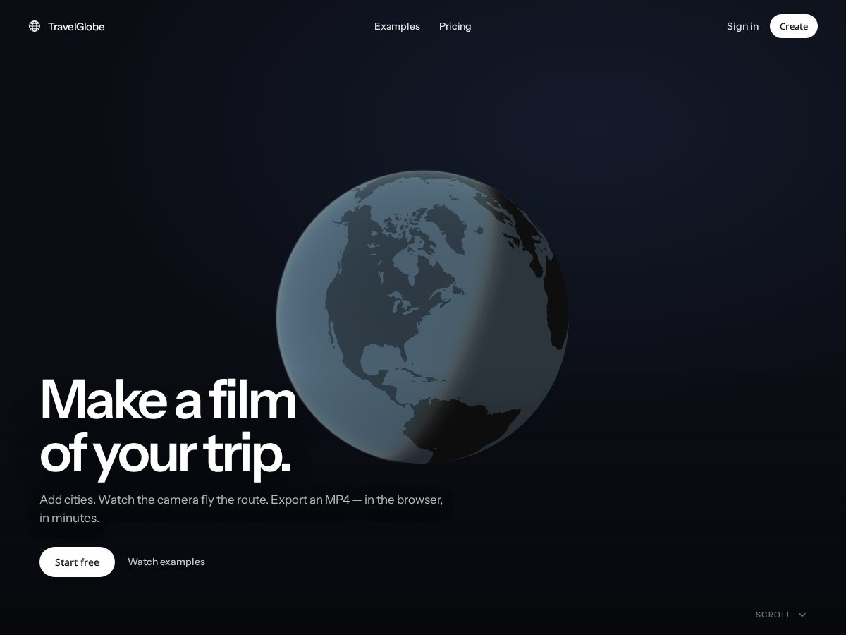 Landing-page snapshot of travelglobe.video