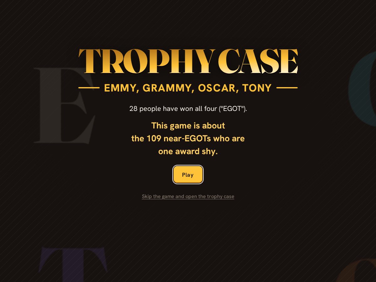 Landing-page snapshot of trophycasegame.com