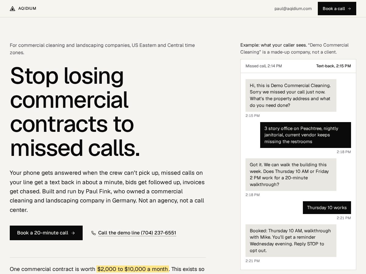 Landing-page snapshot of tryaqidium.com
