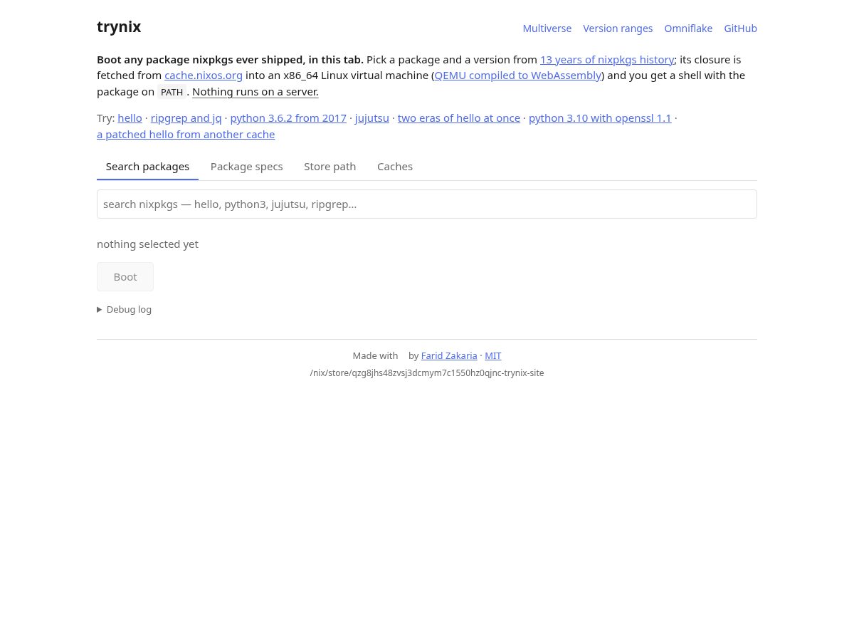 Landing-page snapshot of trynix.dev