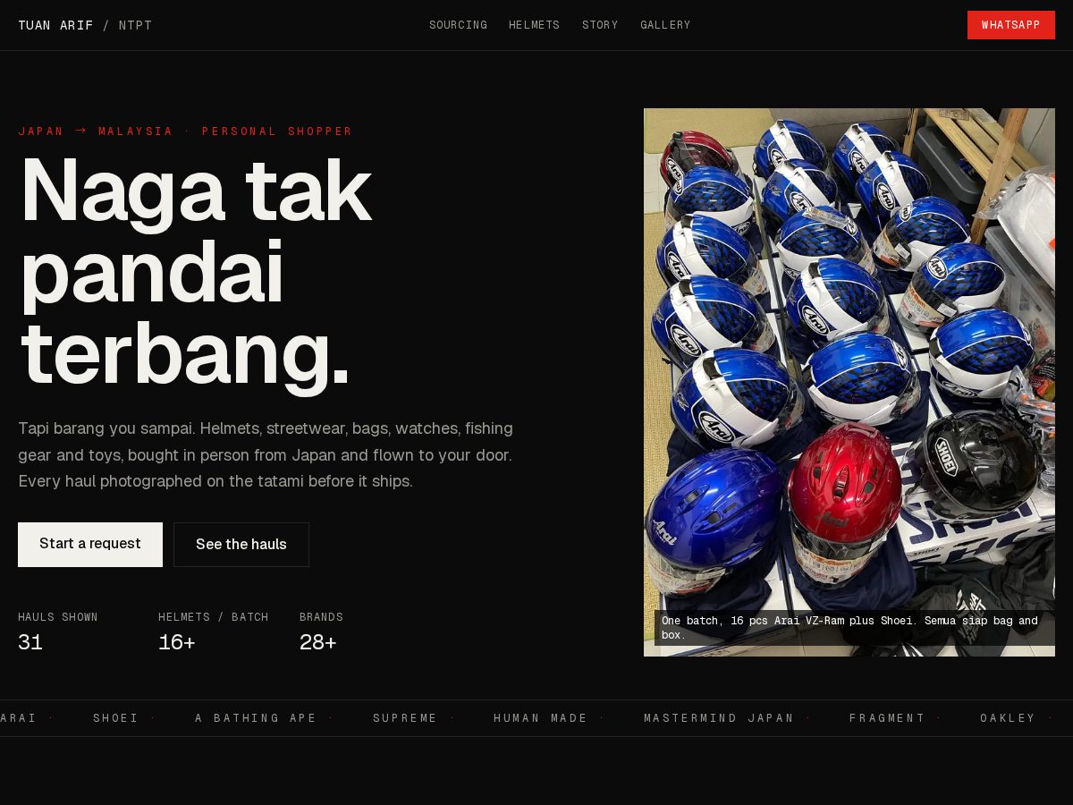 Landing-page snapshot of tuanarif.com