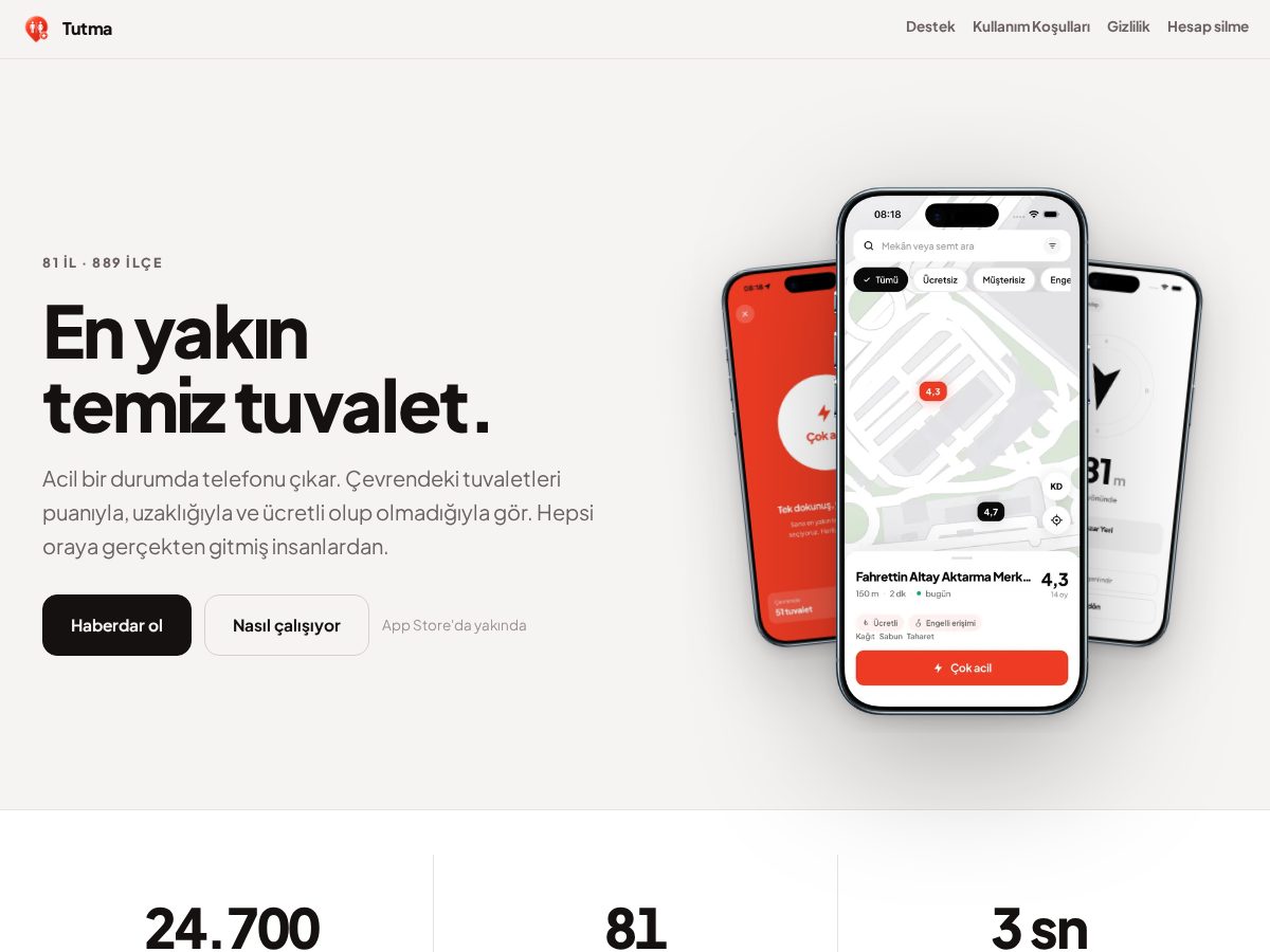Landing-page snapshot of tutma.app
