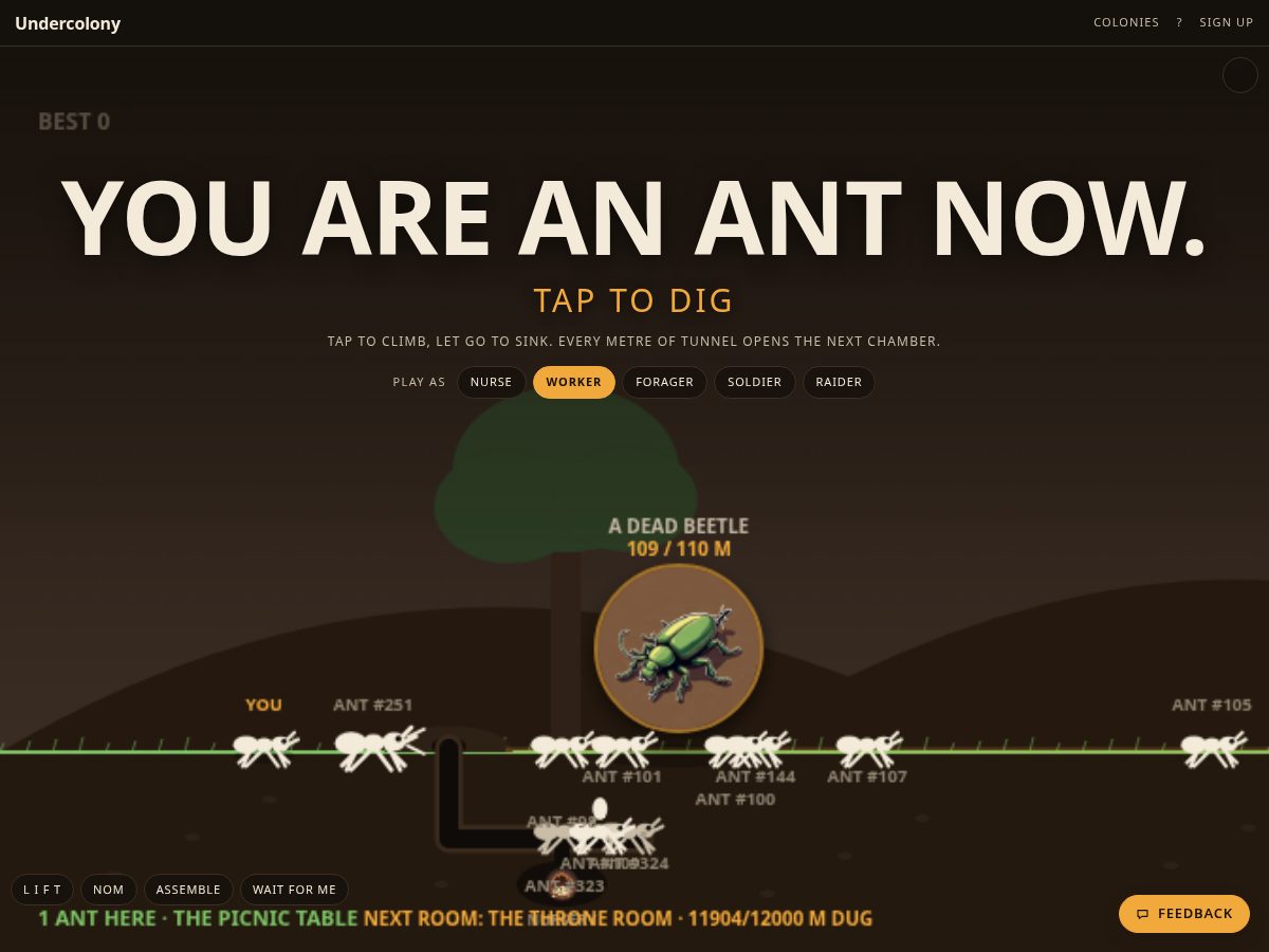 Landing-page snapshot of undercolony.com
