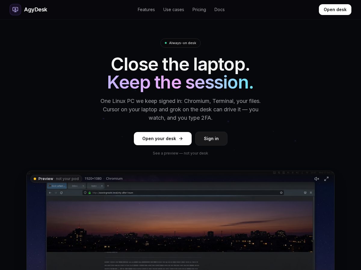 Landing-page snapshot of useagy.com