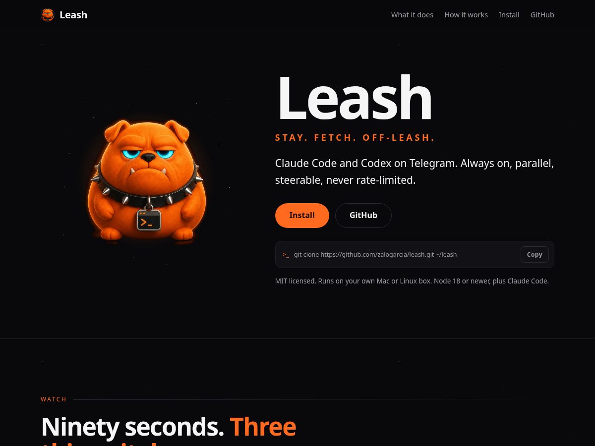 Landing-page snapshot of useleash.app