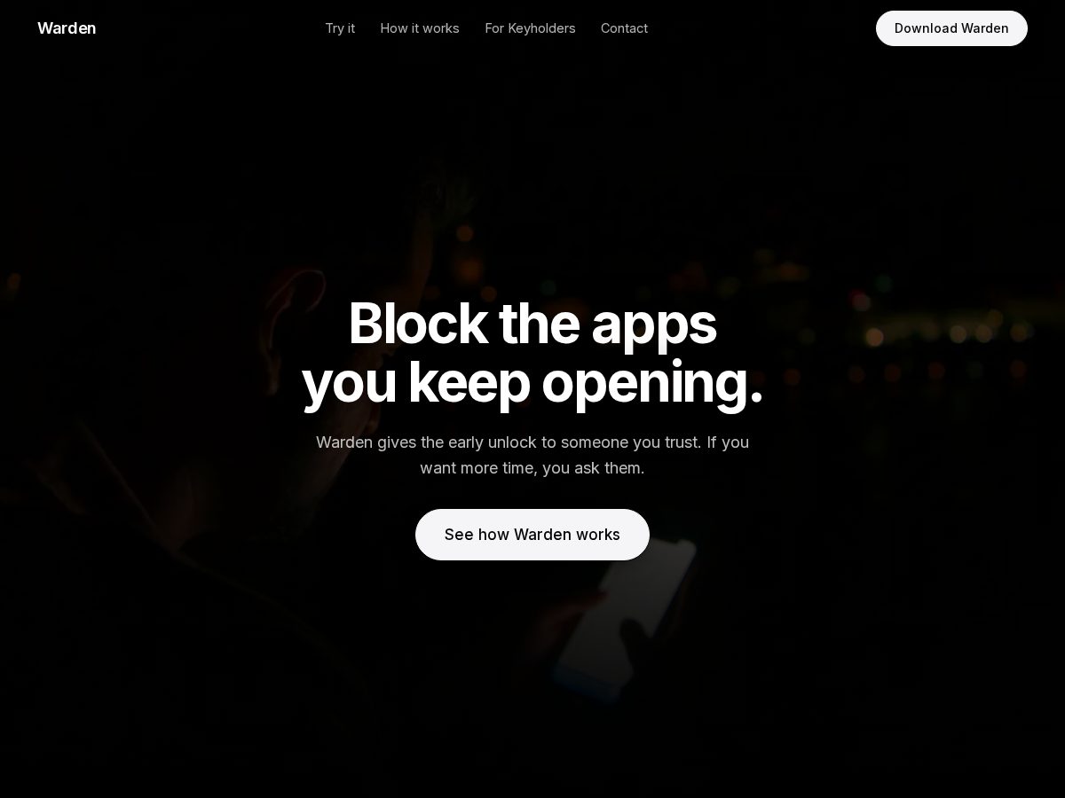 Landing-page snapshot of usewarden.app