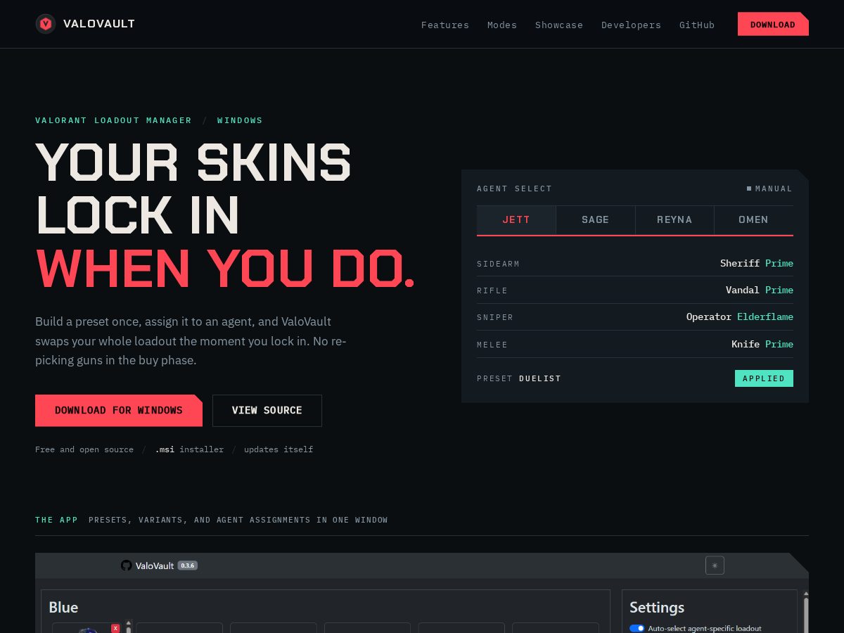 Landing-page snapshot of valovault.app