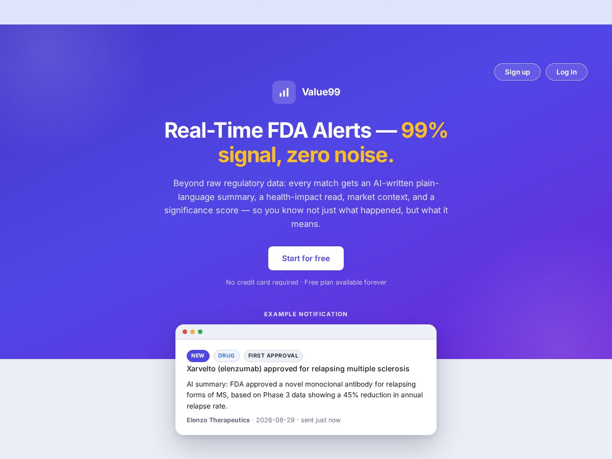 Landing-page snapshot of value99.net