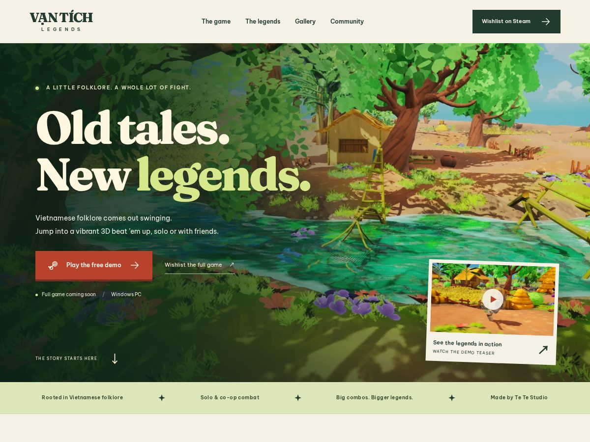Landing-page snapshot of vantichlegends.com