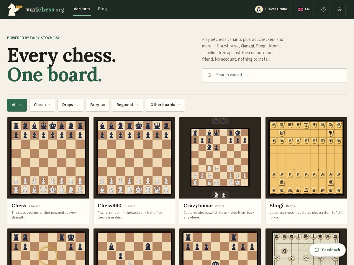 Landing-page snapshot of varichess.org
