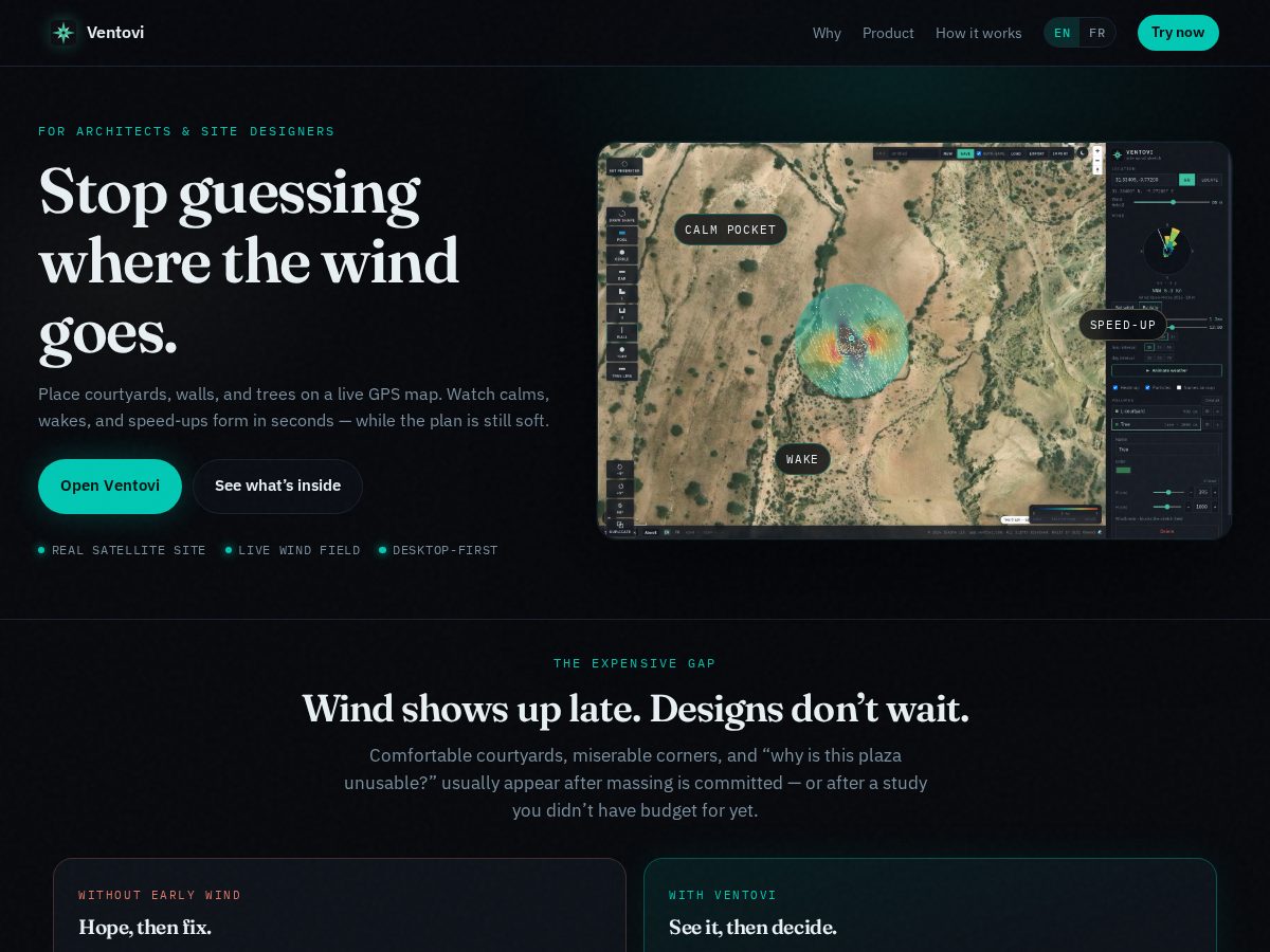 Landing-page snapshot of ventovy.com