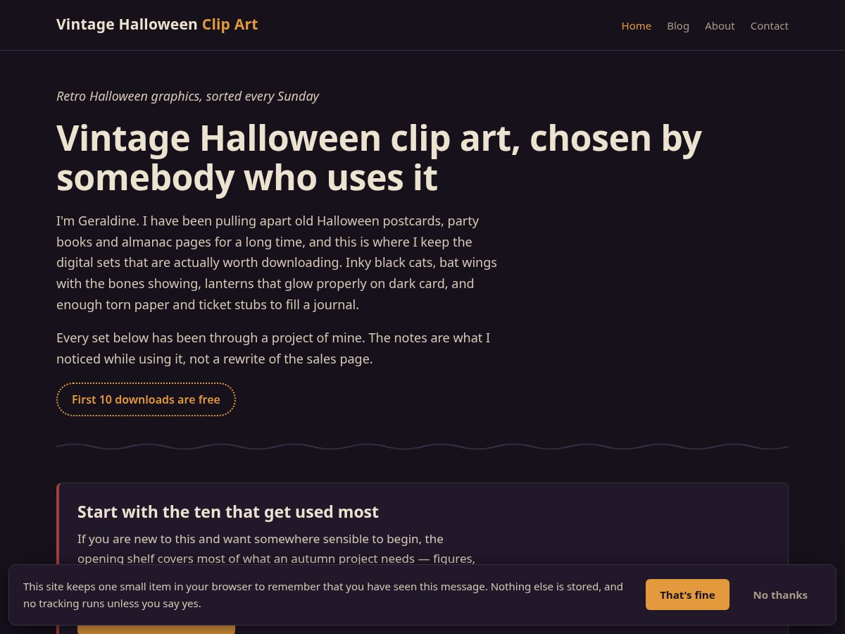 Landing-page snapshot of vintagehalloweenclip.art
