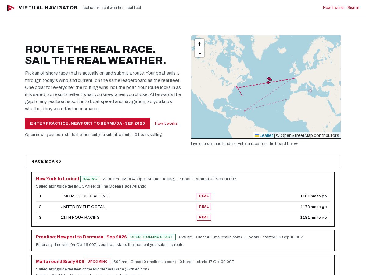 Landing-page snapshot of virtual-navigator.com