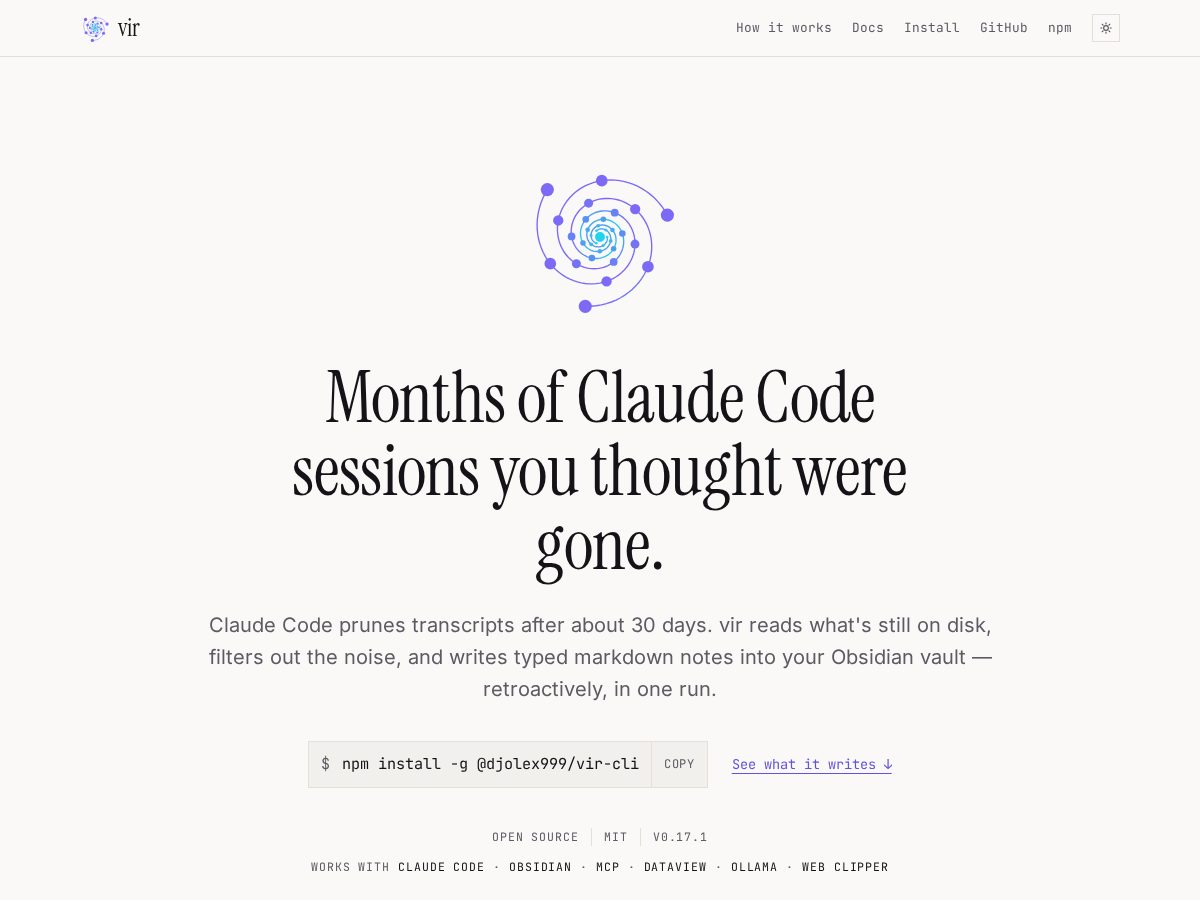 Landing-page snapshot of virwiki.dev
