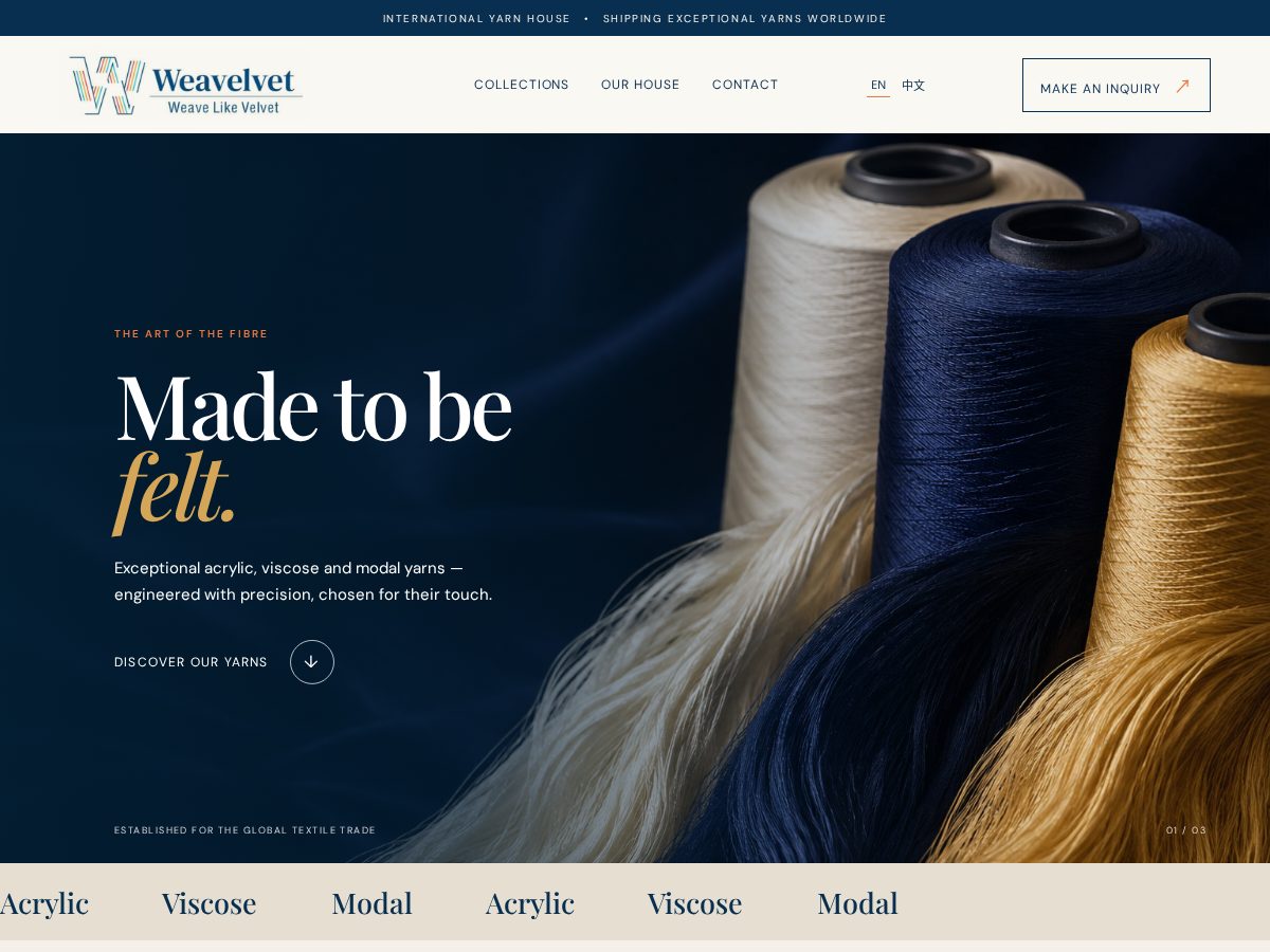 Landing-page snapshot of weavelvet.com