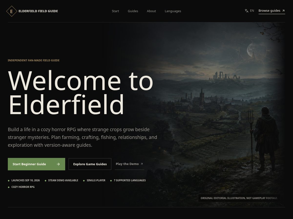 Landing-page snapshot of welcometoelderfield.lol