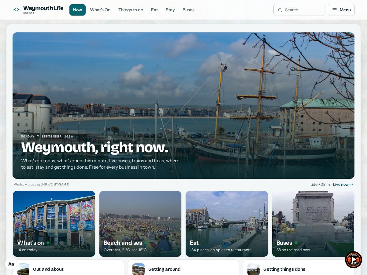 Landing-page snapshot of weymouth.life