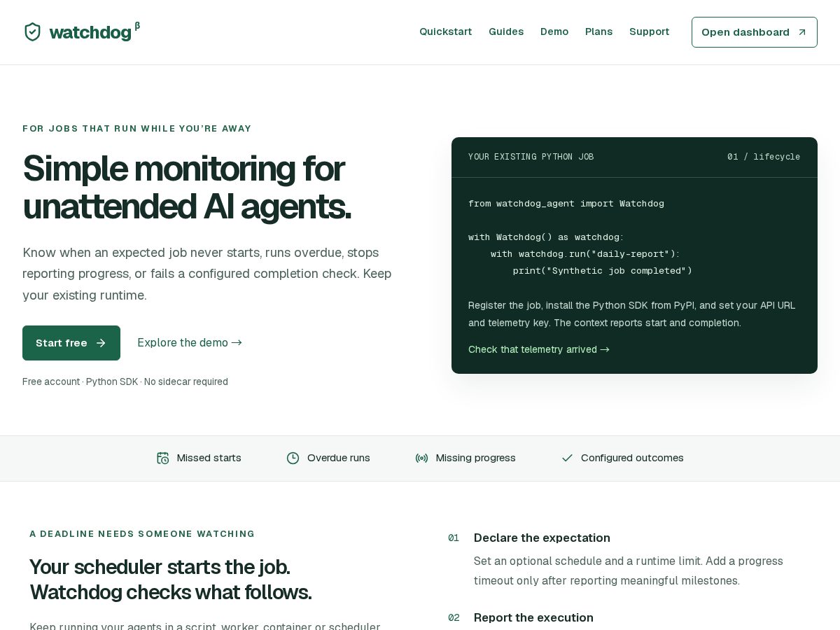 Landing-page snapshot of withwatchdog.com