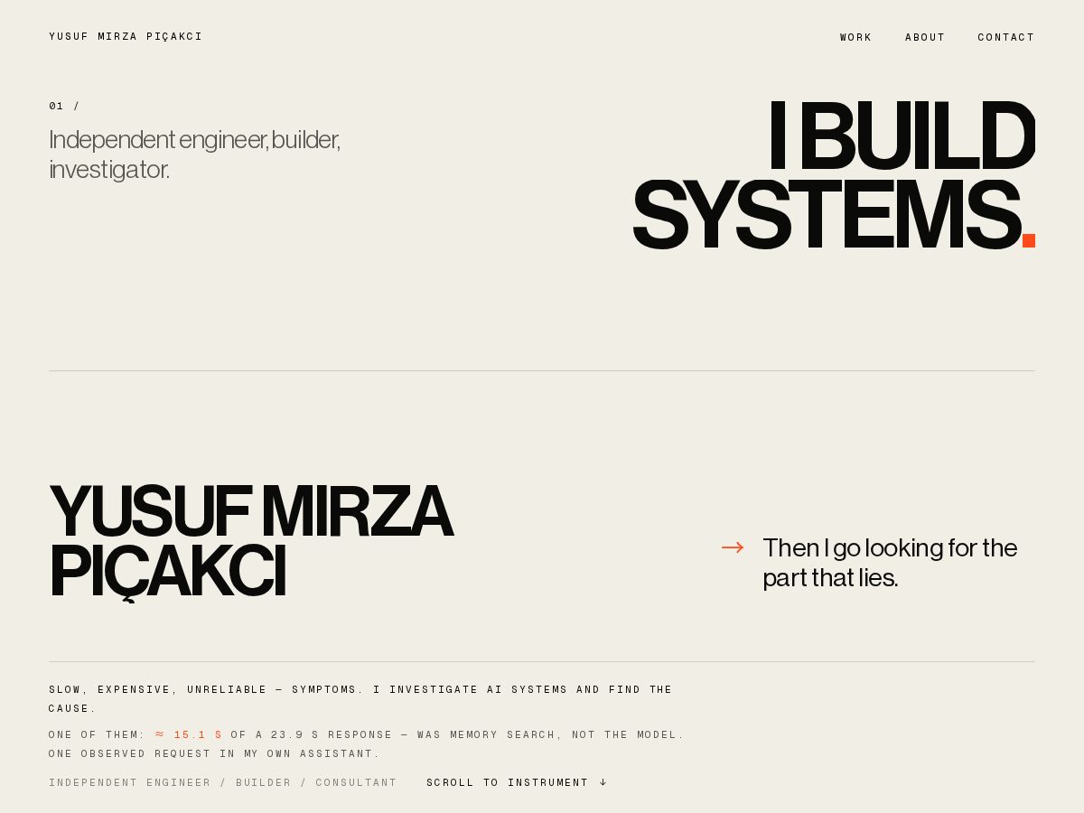Landing-page snapshot of yusufmirzapicakci.com